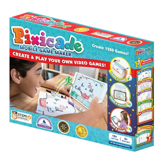 Pixicade Kid's Mobile Game Maker, Create 1200 Virtual Games, Learn Math & Technology, Ages 6-12