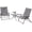Gray, variant on Suncrown Patio Padded Folding 3-Pieces Chair Set Adjustable Reclining Outdoor Furniture Metal Sling Chair with Coffee Table, Red