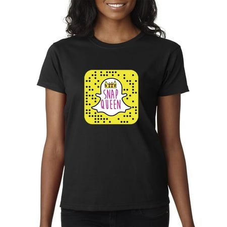 Trendy USA 376 - Women's T-Shirt Snap Queen Snapchat App Ghost Parody Funny Small (Best App To Resell Clothes)