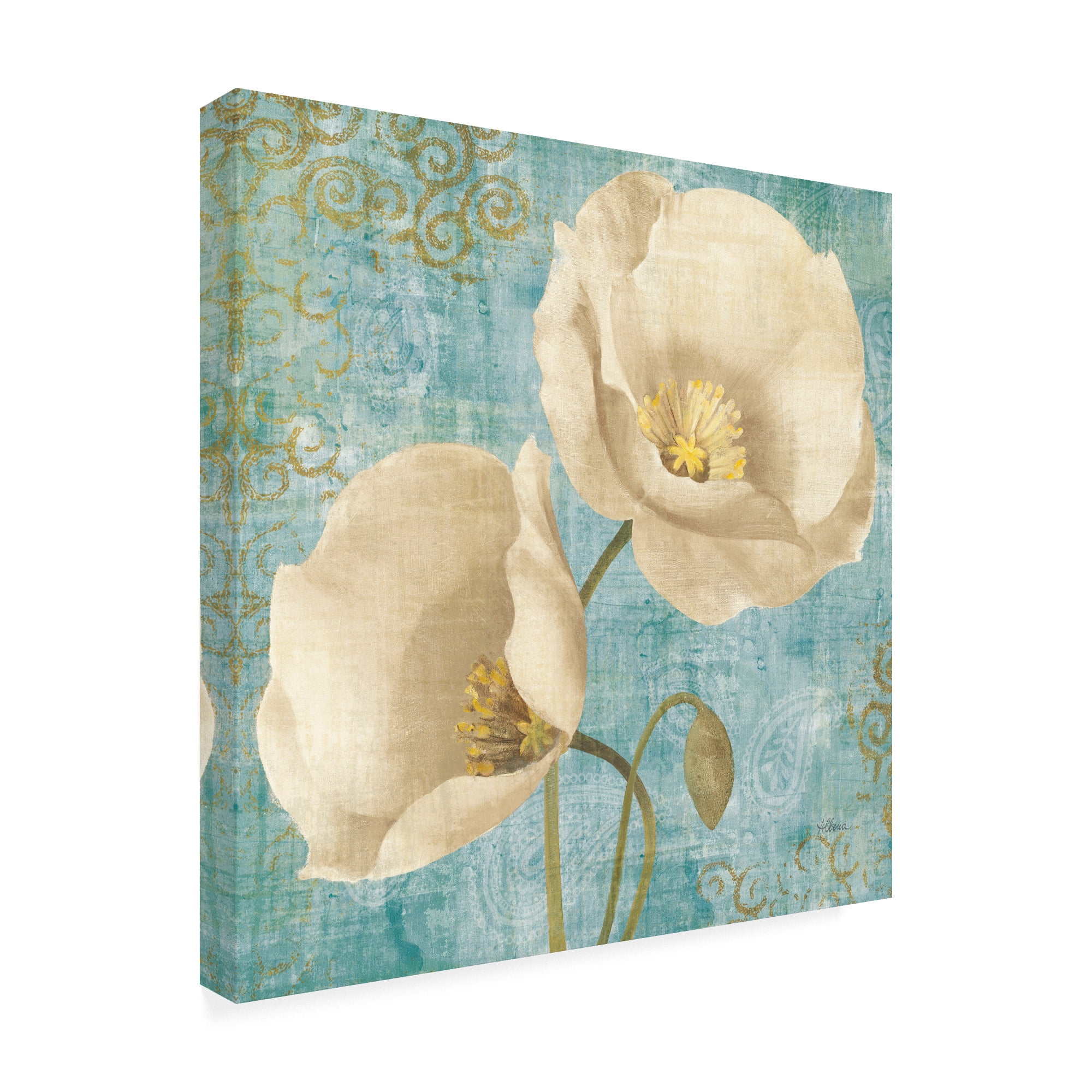 Trademark Fine Art 'Rich Poppies On Paisley' Canvas Art by Albena Hristova