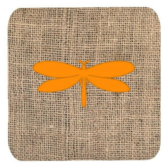 Moth Burlap And Orange Foam Coasters - Set 4, 3.5 x 3.5 In.