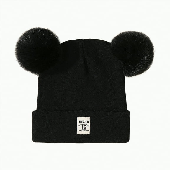 TAmten Newborn Beanie Hat Infant Baby Bear Warm Hats Personalized Winter Knit Hats for Boys Girls(Black,0-36 Months)