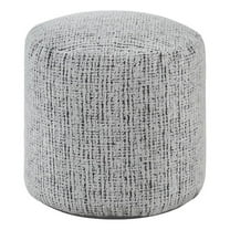 Modern Pouf Ottoman- Light Gray Soft Textured Chenille- 16 Inch Round