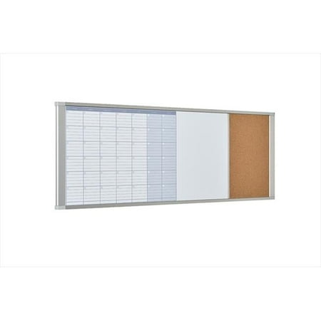 MasterVision XA429993700 48 x 18 in. Magnetic Gold Ultra Dry Erase and Cork Bulletin Combo Cubicle Calendar Board, Aluminum Frame