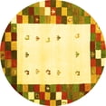 thumbnail image 1 of Ahgly Company Indoor Round Abstract Yellow Contemporary Area Rugs, 6' Round, 1 of 4