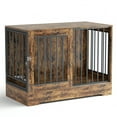 thumbnail image 4 of SUGIFT 47" Wooden Dog Crate Furniture with Double Doors, Rustic Brown Indoor Dog Kennel End Table for Large Dogs, 4 of 8