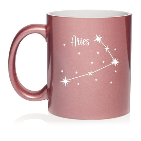 

Star Zodiac Horoscope Constellation Ceramic Coffee Mug Tea Cup Gift (11oz Rose Gold) (Aries)