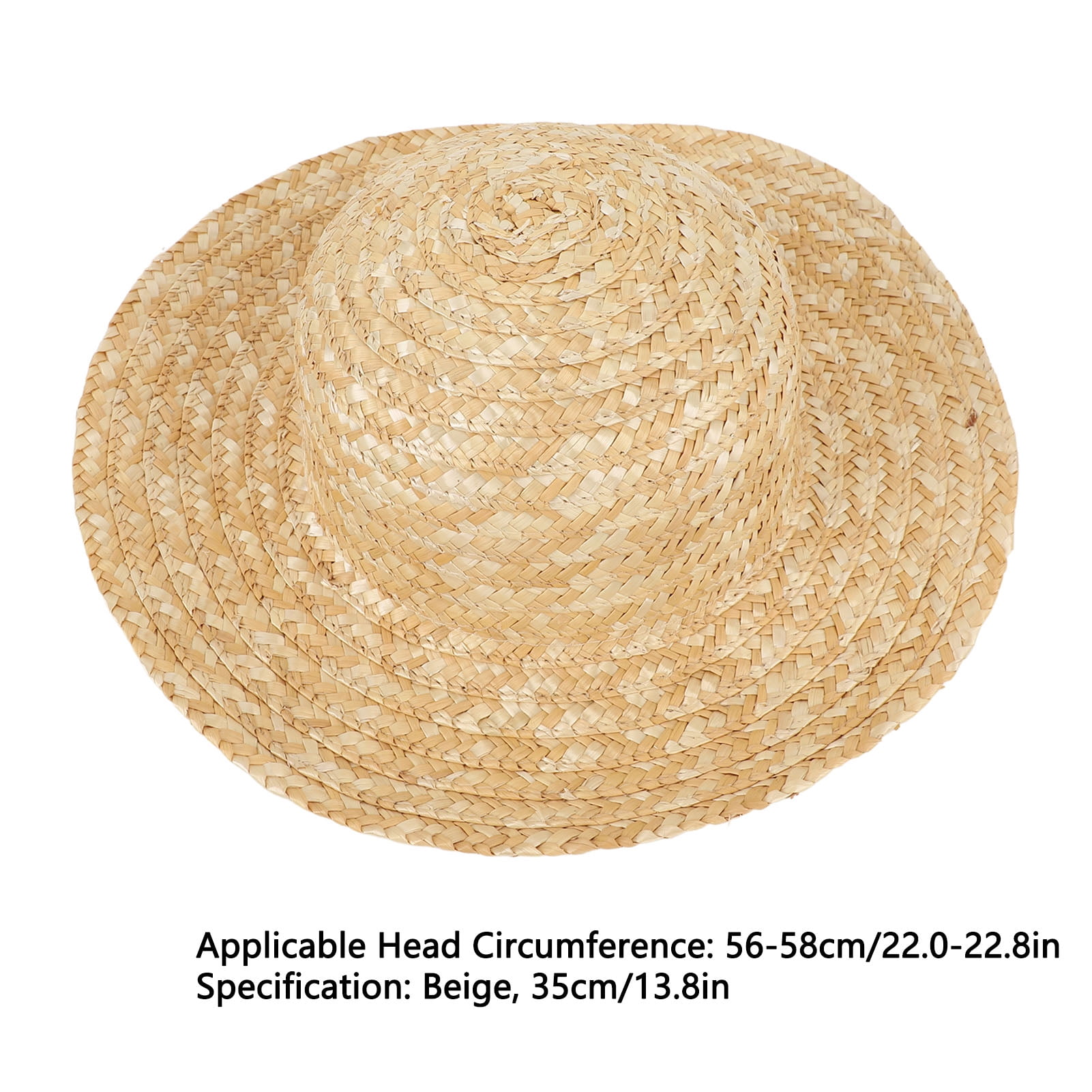 Beach Sun Straw Hat, Straw Hat Beige Elastic Band Flexible