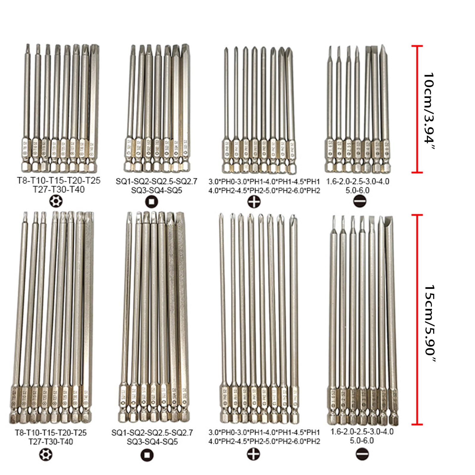 lanema Long Screwdriver Bit Set with 1/4" Hex Shank Drill Screw Driver Bits Power Tools Kit Tool Steel 4 Types Screwdriver Bits