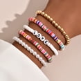 thumbnail image 3 of Juego de 5 pulseras coloridas étnicas bohemias de cerámica suave con cuentas de temperamento retro, pulsera de cerámica suave, juego de pulseras de amor, A Rojo Verde, 3 of 4