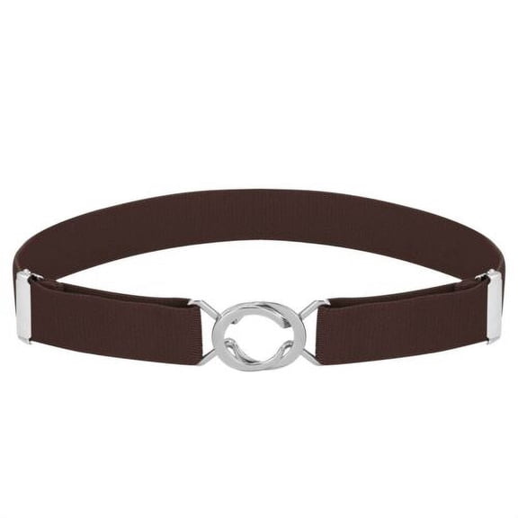 TELOLY Kids Toddlers Baby Adjustable Elastic Stretch Belt with Silver Twisted Buckle-5095-Brown Boys Brown Belt