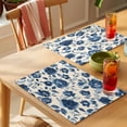thumbnail image 4 of Navy Blue Floral Placemats Set of 4 Spring Retro Botanical Flowers Place Mats Indoor Wipeable Table Mats Washable Cloth Dining Table Placemats for Kitchen Holiday Party Home Decor 13x19 Inch, 4 of 9