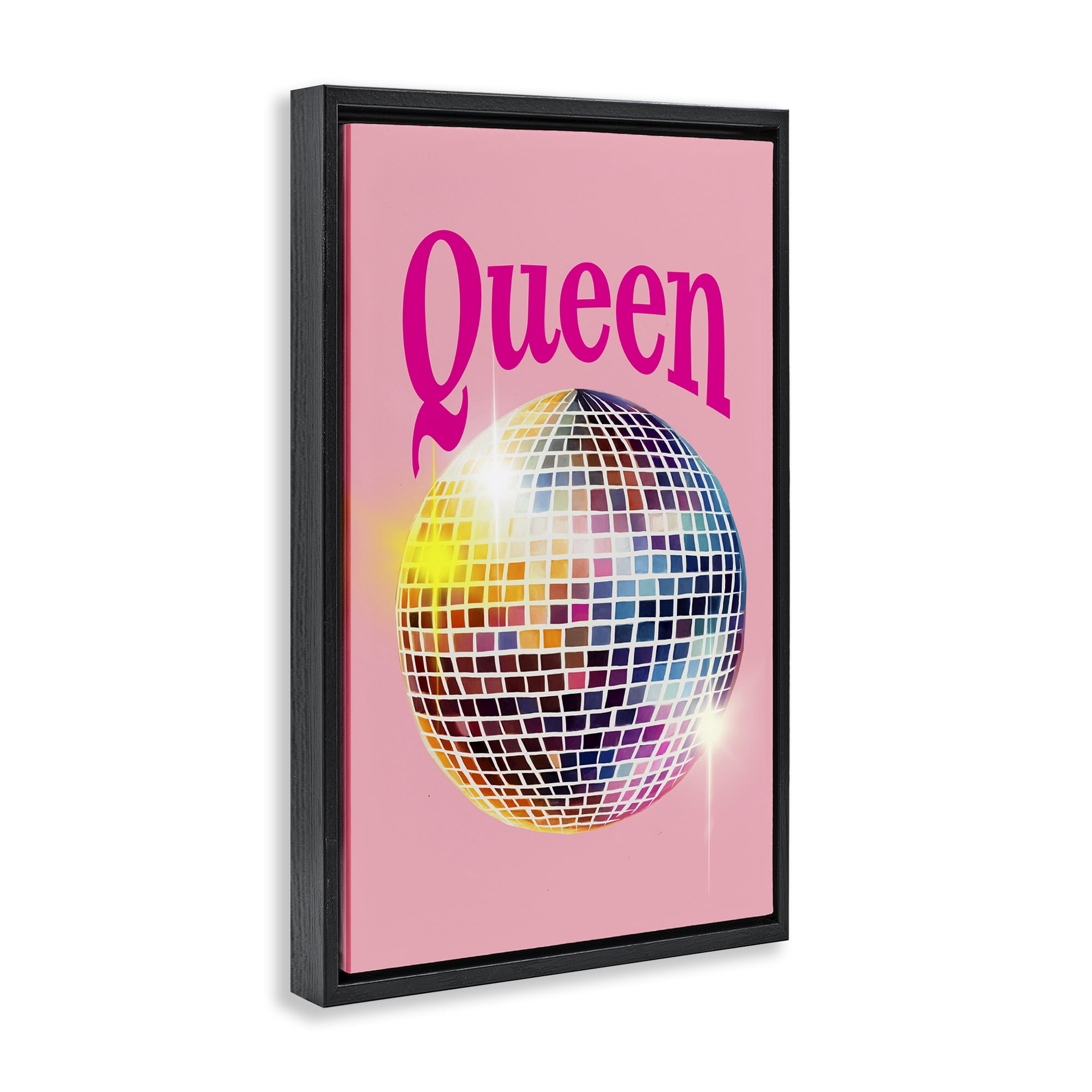 Stupell Industries Sparkling Disco Queen Entertainment Painting Black Floater Framed Canvas Art Print Wall Art, 21 x 31