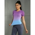 thumbnail image 2 of Charmo Workout Tops for Women Short Sleeve Seamless Gym Shirts Gradient Yoga Top Slim Fit, 2 of 5