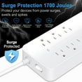 thumbnail image 5 of 15FT Surge Protector Power Strip Extension Cord with USB C, Flat Plug Power Strip with Long Cord, 8 Outlets and 3 USB A & 1 USB-C Port,1700J Wall Mount Desk Multiple Outlets White, 5 of 8