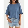 thumbnail image 4 of Women's Oversized T-Shirt Loose Round Neck Short Sleeve Top Summer Casual Shirt 2024 Basic T-Shirt, 4 of 4
