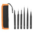 thumbnail image 1 of 1.5mm 6pcs Stainless Steel Tweezers Set Nail Art Tweezers Watch Repair Tool Accessory, 1 of 14