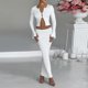 thumbnail image 3 of Chaqueta de punto para mujer falda larga cuello redondo un solo pecho color sólido traje de vacaciones FLhrweasw Nuevo, 3 of 9