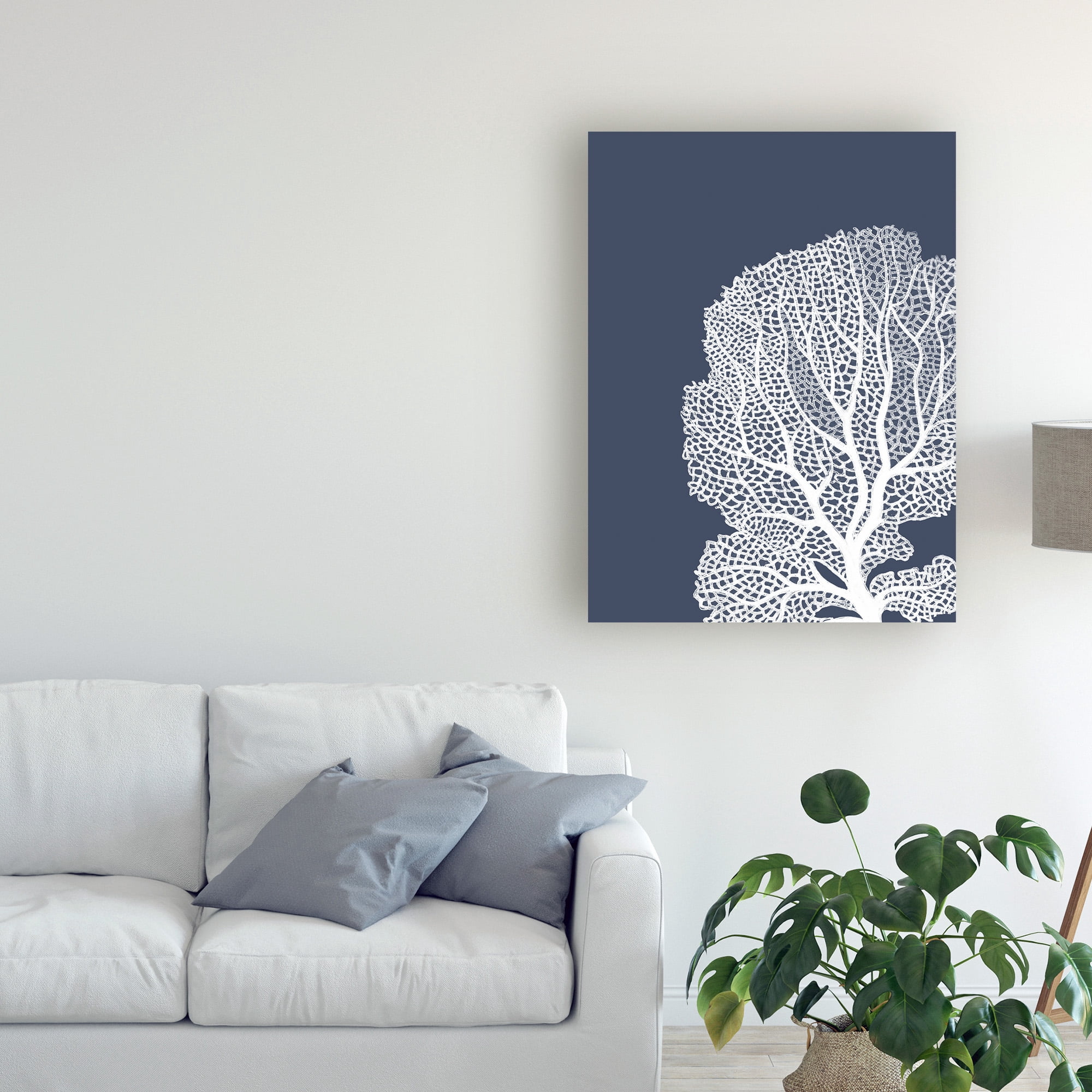 Trademark Fine Art 'Corals White on Indigo Blue b' Canvas Art by Fab Funky