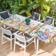 thumbnail image 2 of Spring Easter Table Cloths for 8 Foot Rectangle Tables, Rabbit Eggs Eucalyptus Leaf Floral Butterfly Patio Waterproof Elastic Fitted Tablecloths, Washable Rectangular Table Cover for Camping, 2 of 8