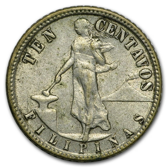 1944-1945 Philippines Silver 10 Centavos AU/BU