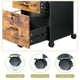 thumbnail image 3 of File Cabinet with Lock, 2 Drawer Rolling Filing Cabinet with Open Shelf Locking File Cabinet on Wheels Wood File Cabinet for Home Office fits A4/Letter/Legal Size (Rustic Brown), 3 of 9
