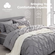 U by Bedsure Cal King Comforter Set Gray - 7 Pieces Pintuck Bed in A Bag, Bed Set with Comforters, Sheets, Pillowcases & Shams