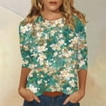 thumbnail image 2 of Women's Floral Print Casual Blouse Lightweight Summer Tops with 3/4 Sleeves and Round Neckline Vibrant Colors, 2 of 5