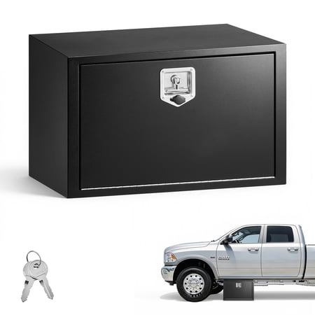 VEVOR Underbody Truck Tool Box, 30 x 18 x 18 Inch Heavy Duty Steel Trailer Storage Box with Lock & Keys, Waterproof Trailer Storage Organizer Under Body Chest with T-Handle for Truck, Van, SUV, Black