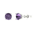 thumbnail image 2 of 2 Ct Round Cut Studs Purple Alexandrite 14K White Solid Solid Gold Everyday Dainty Earrings Push Back, 2 of 7