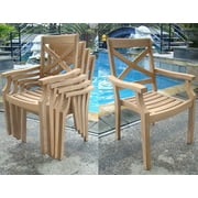 Add-on Item: Granada Stacking Arm / Captain Single / Solo Dining Chair Outdoor Patio Grade-A Teak Wood WholesaleTeak #WMDCARGR