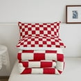 thumbnail image 5 of Erosebridal Plaid Comforter Set Full Beige Red Checkerboard Quilt Set Geometric Checkered Bedding Set For Kids Boys Girls,Aesthetic Grid Duvet Set Modern Room Decor 3 Pcs, 5 of 7