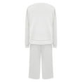 thumbnail image 5 of felwors Women Modal Fall 2 piece outfits Oversized Sweatshirt Wide Leg Pants White, S, 5 of 5