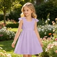 thumbnail image 2 of Fgnfyis Toddler Princess Dress Printed Tie Strap Sleeveless Lightweight Cute Pattern Casual Girls Summer Dress Light Purple 7-8 Years, 2 of 4