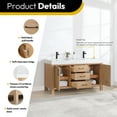 thumbnail image 6 of Leon 60" Double Vanity in Fir Wood Brown with Composite top in Lightning White, 6 of 16