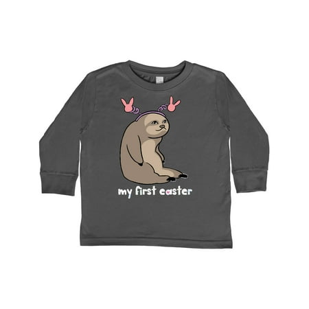 

Inktastic My 1st Easter Sloth with Pink Bunny Ears Gift Toddler Boy or Toddler Girl Long Sleeve T-Shirt