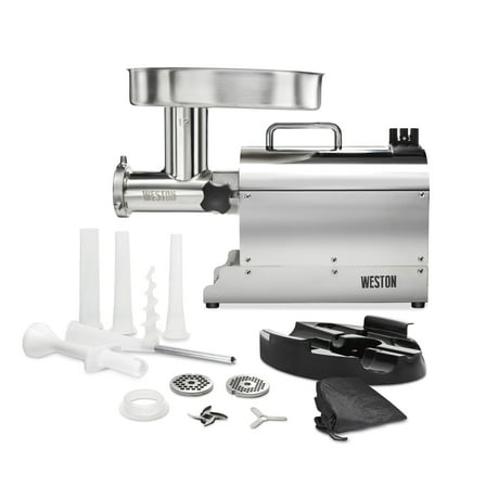Weston Pro Series Electric Meat Grinder, Commercial Grade, 750 Watts, 1 HP, 9lbs. Per Minute, Stainless Steel