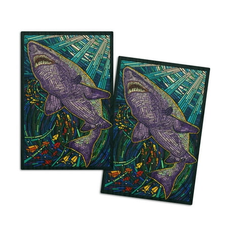 

Tiger Shark Paper Mosaic (4x6 Birch Wood Postcards 2-Pack Stationary Rustic Home Wall Decor)