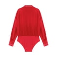 thumbnail image 6 of YiZYiF Men Latin Tango Ballet Dance Shirt Long Sleeve V Neck Ballroom Leotard Professional Dancewear Red XXL, 6 of 7