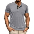 thumbnail image 2 of Khunlpohl Mens Casual Shirts Short Sleeve V Neck Buttons Tops with Pocket Classic Business Loose Tshirts, 2 of 5