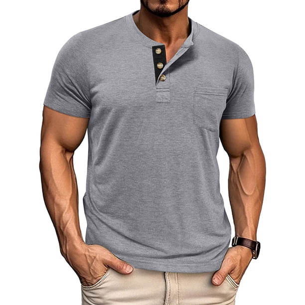 Tops para hombre, blusas y camisas de manga corta y cuello redondo para hombre, color liso, cálidos y ajustados, cuello semialto, manga larga, base deportiva y fitness, top de poliéster para hombre.