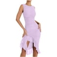 thumbnail image 1 of FcBaudy Robe Sans Manches à Col Rond Jusqu'aux Genoux, Robes d'Été pour Femmes Robe Européenne et Nouvelle à la Mode et Dos Serré Plissé Mi-Longue Robe Sans Manches à Col Rond Longueur Genou Robe pour Femmes, 1 of 5