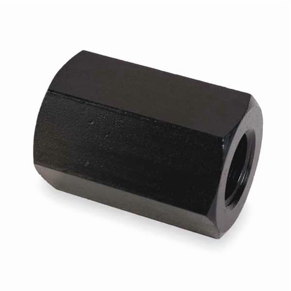 Coupling Nut, 3/4"-10, Steel, Grade 5, Black Oxide, 1-7/8 in Lg, 1-1/4 in Hex Wd
