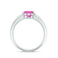 thumbnail image 2 of Rosec Jewels Oval Shape Lab Grown Pink Sapphire Solitaire Ring with Diamond (8X10 MM), 925 Sterling Silver, US 8.00, 2 of 9