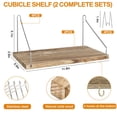 thumbnail image 2 of Estantería de pared tipo cubículo ERTIUANIO, paquete de 2 unidades, madera con ganchos, 30 cm, 2 of 7