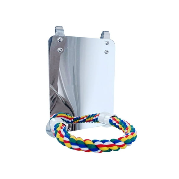 Acrylic Bird Mirror with Rope Perches Bird Toys Swing Comfy Perch for Parakeet Cockatiel Conure Lovebirds Finch Canaries
