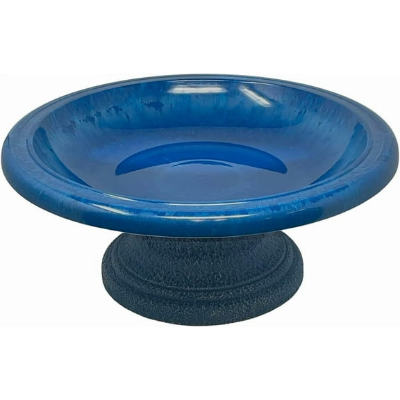 Tierra Garden Birds and Beyond Fiber Clay Birdbath, Gloss Bowl, Low-Profile Base,