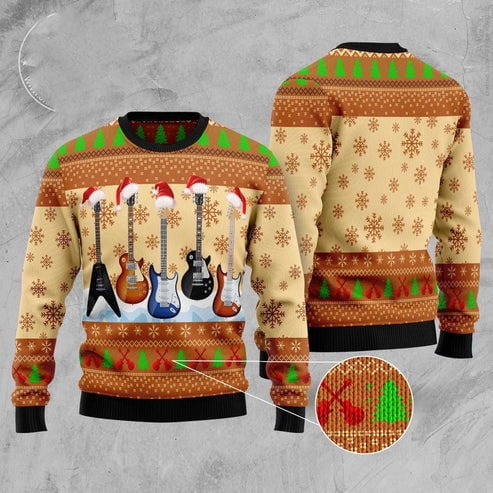 Guitar Xmas 3D Christmas Sweater, Funny Xmas Sweater, Sweater Xmas