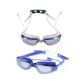 thumbnail image 1 of 2PCS Unisex Swimming Glasses Suit Solid Color Waterproof Anti-fog Lens Swimming Glasses Equipment with Earplugs and Nose Clip Grey and Blue, 1 of 3