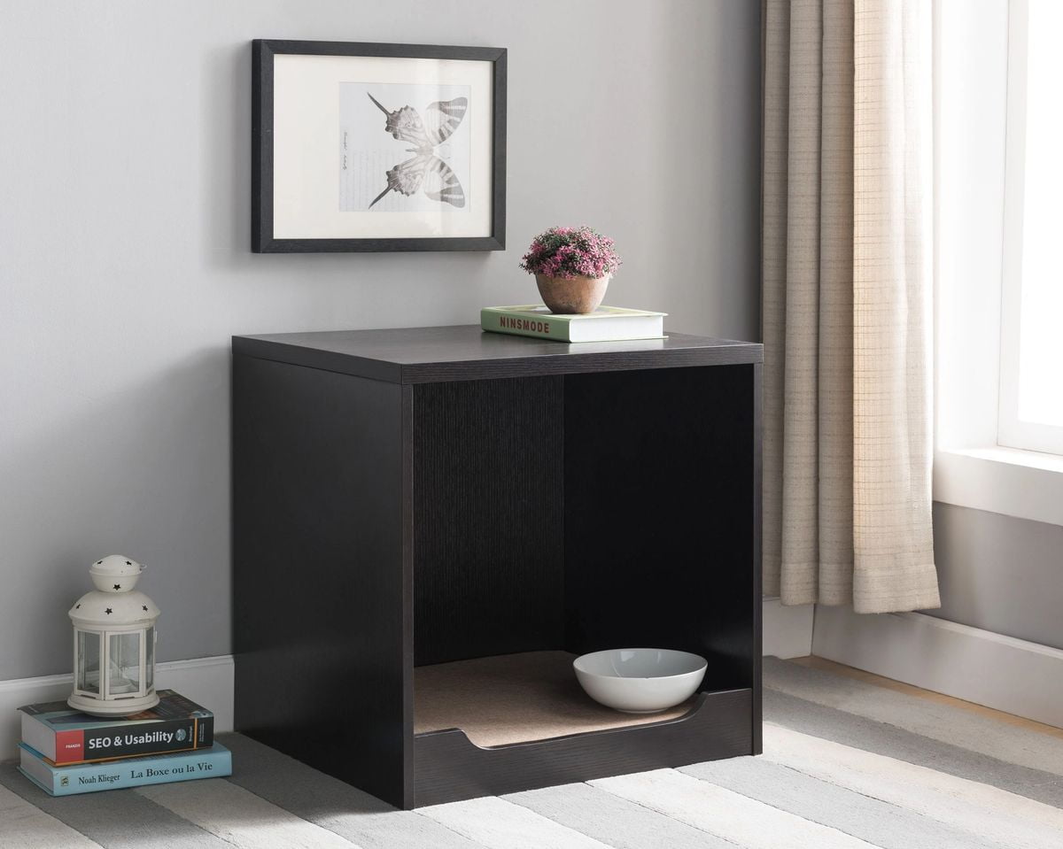 FC Design Pet Bed End Table with Mattress in Red Cocoa Finish